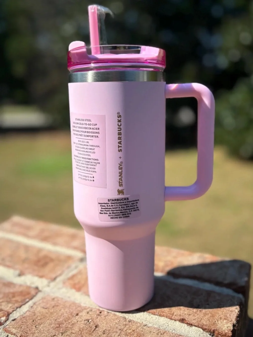 Stanley Starbucks flowstate cold 40oz Pink viral Tumbler water bottle cup straw - Picture 2 of 5